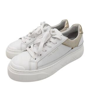Ted Baker Adison Women White Leather Lace-Up Platform Sneaker Size US 6.5 EU 37
